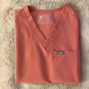 FIGS Catarina 1 Pocket Scrub Top in Coral